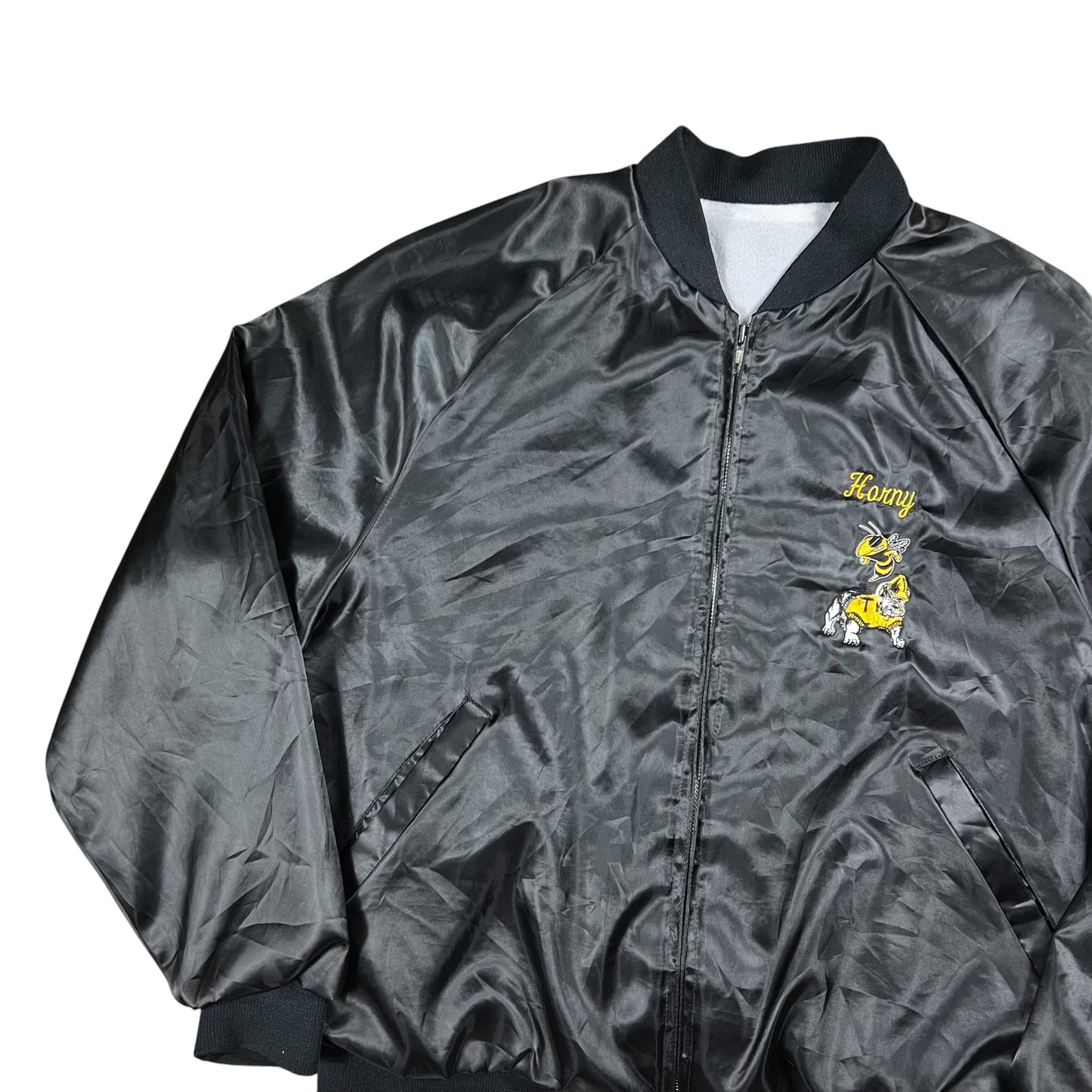 Vintage 1991 Georgia Tech Yellow Jackets “Horny” satin jacket (L)