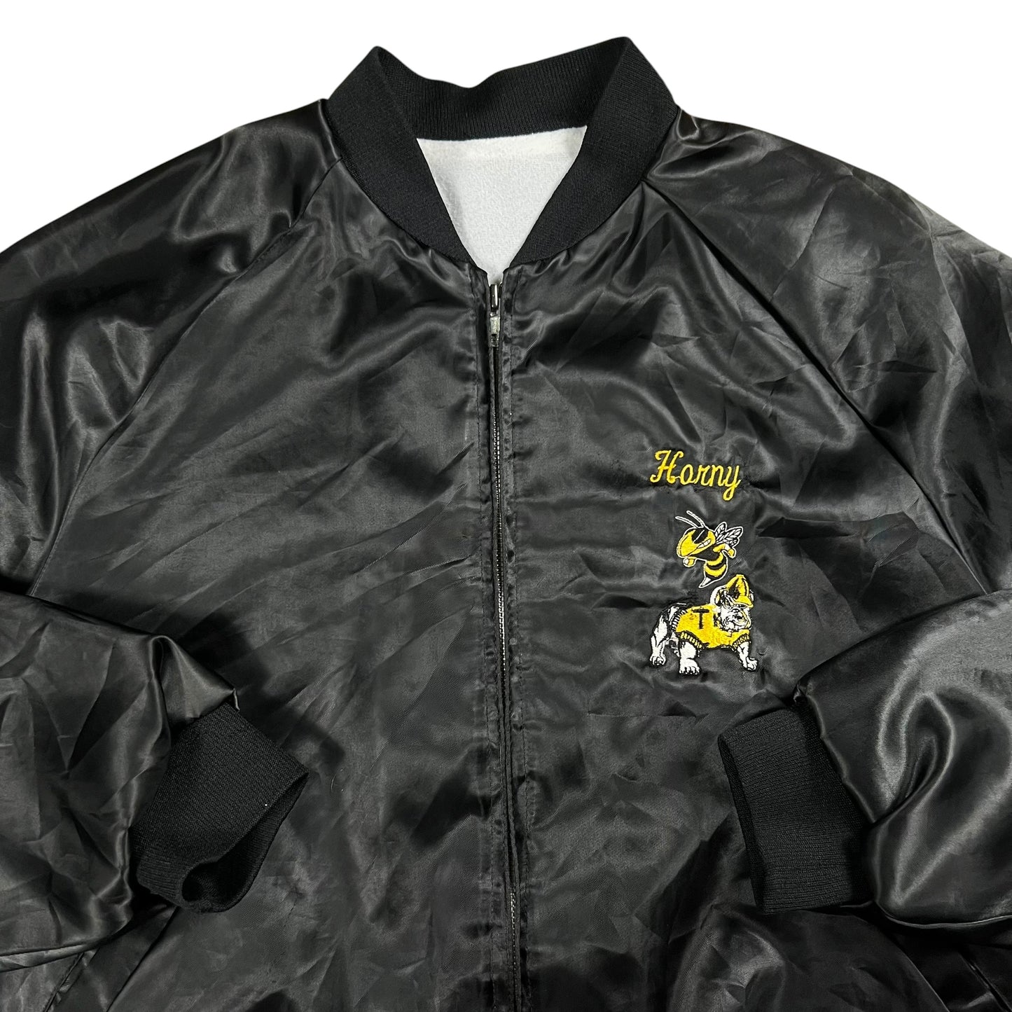 Vintage 1991 Georgia Tech Yellow Jackets “Horny” satin jacket (L)