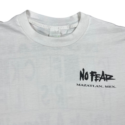 Vintage 90s NO FEAR G• F•CK Y••RS•LF “Pick A Vowel.” Faded NSFW tee (L)