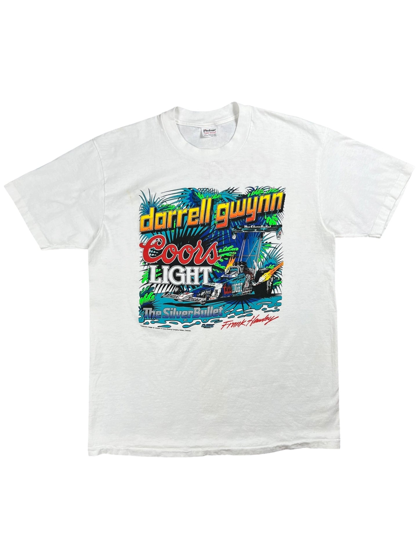 Vintage 90s Coors Light Silver Bullet Darrell Gwynn NASCAR tee (L)