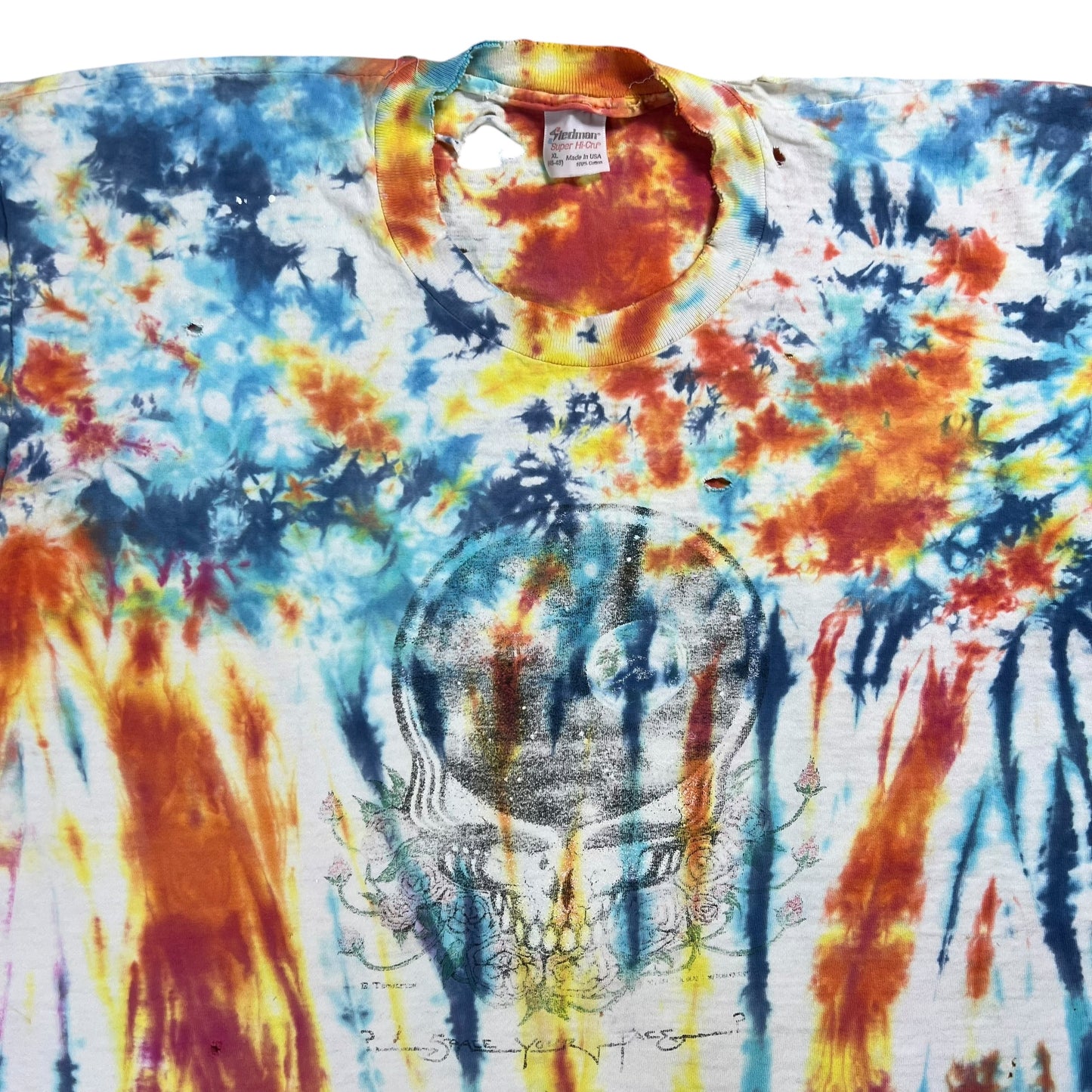 Vintage 80s Grateful Dead Space Your Face tie dye faded distressed band tee (XL)