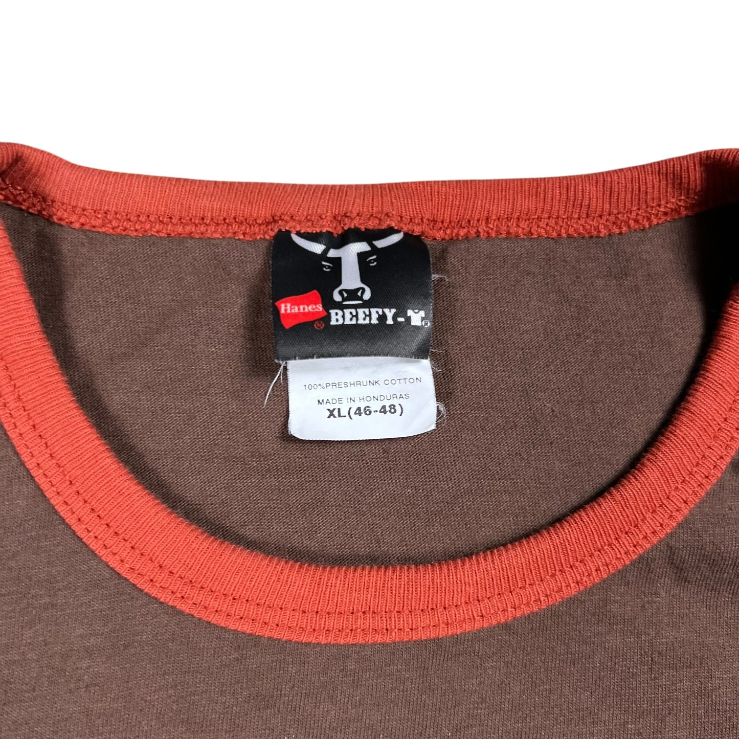 Vintage Y2K Hanes Beefy T steak promo shirt shirt ringer tee (XL)