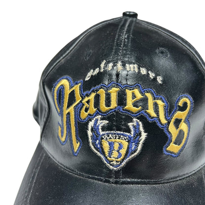 Vintage 90s Drew Pearson Baltimore Ravens faux leather StrapBack hat