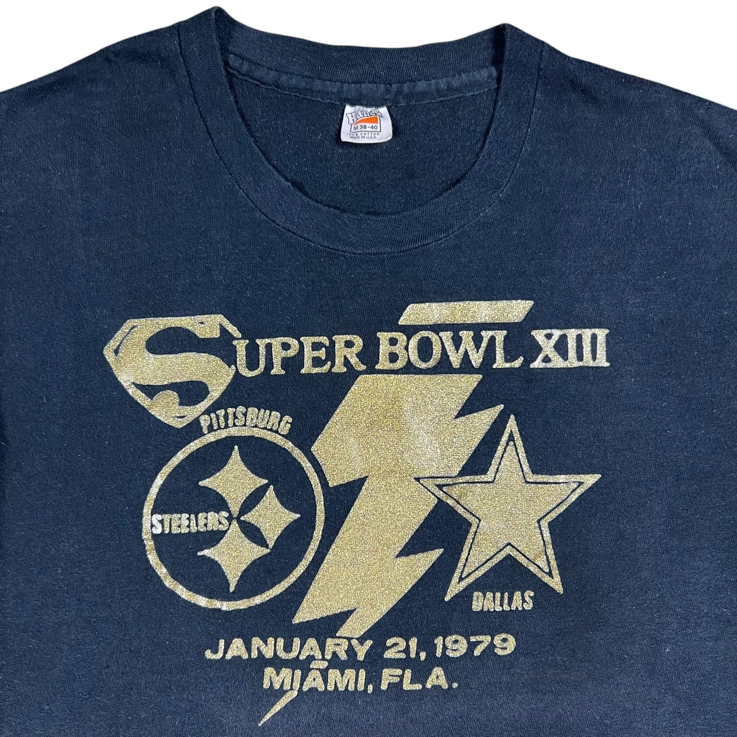 Vintage 1979 Hanes Pittsburgh Steelers Super Bowl XIII champs tee (M)