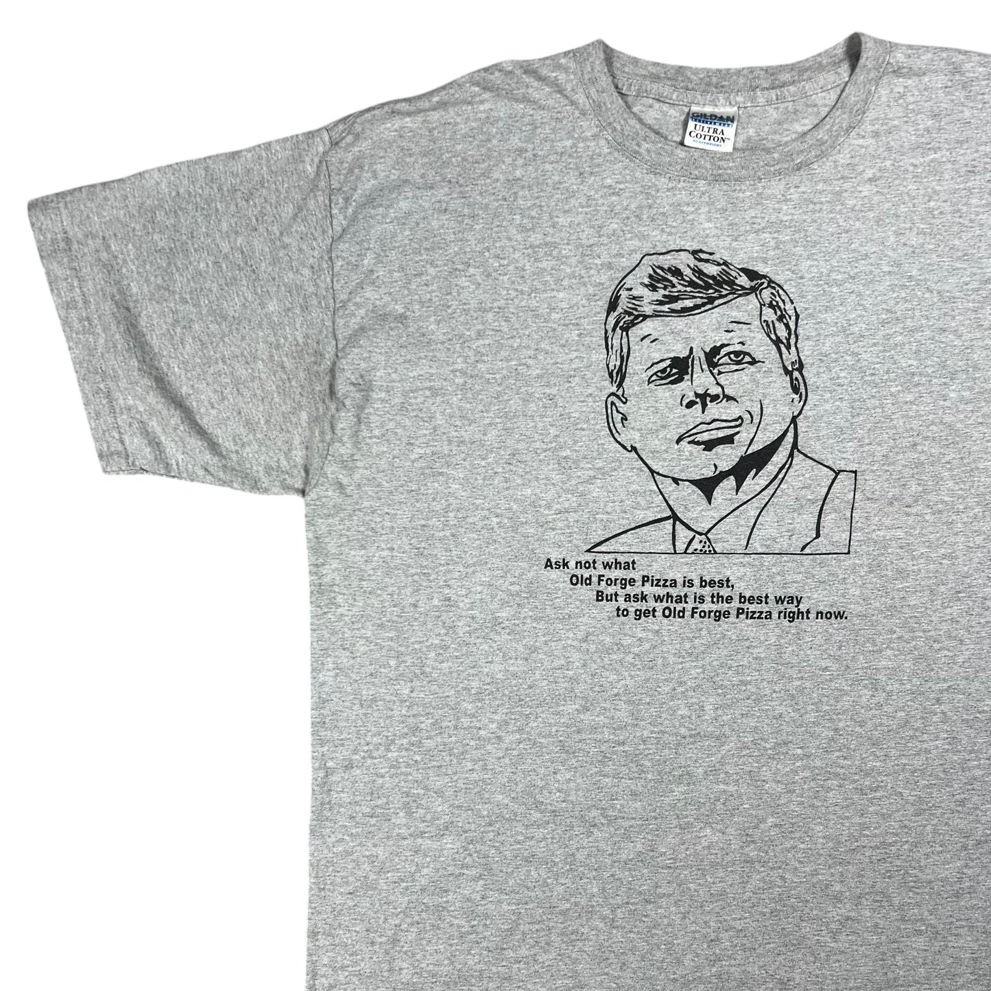 Vintage Y2K John F Kennedy JFK Old Forge Pizza parody tee (XL)