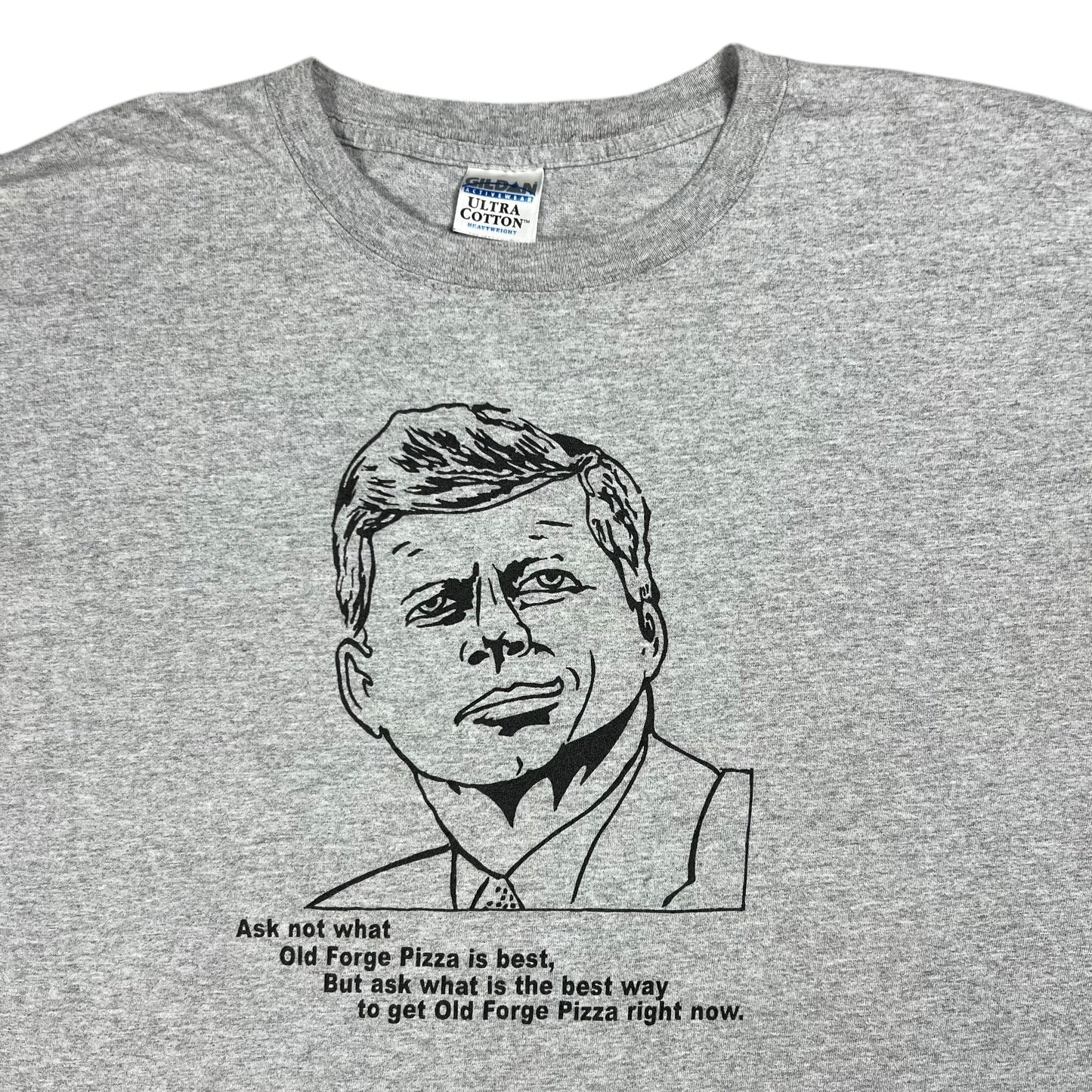 Vintage Y2K John F Kennedy JFK Old Forge Pizza parody tee (XL)