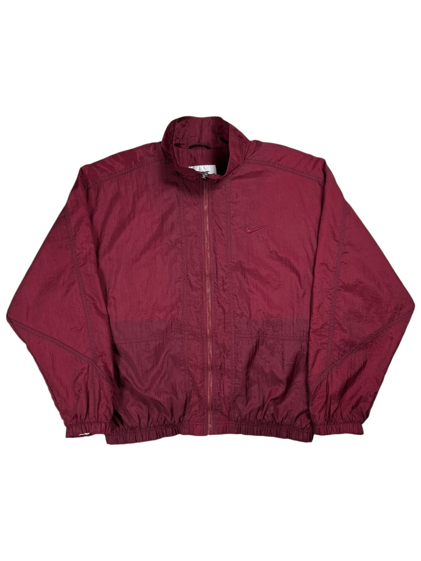 Vintage 90s Nike tonal mini swoosh maroon red wine wind breaker jacket (L/XL)
