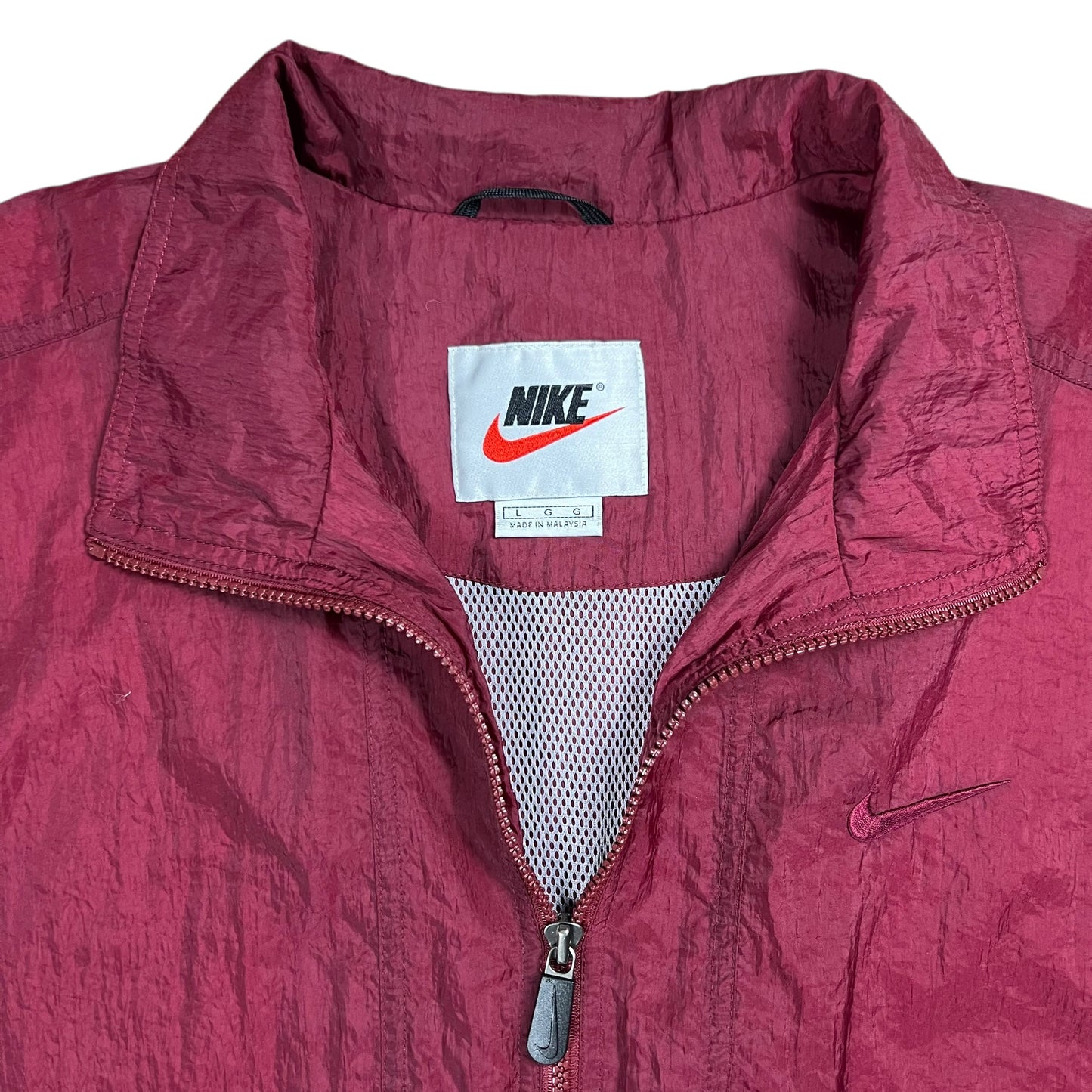 Vintage 90s Nike tonal mini swoosh maroon red wine wind breaker jacket (L/XL)