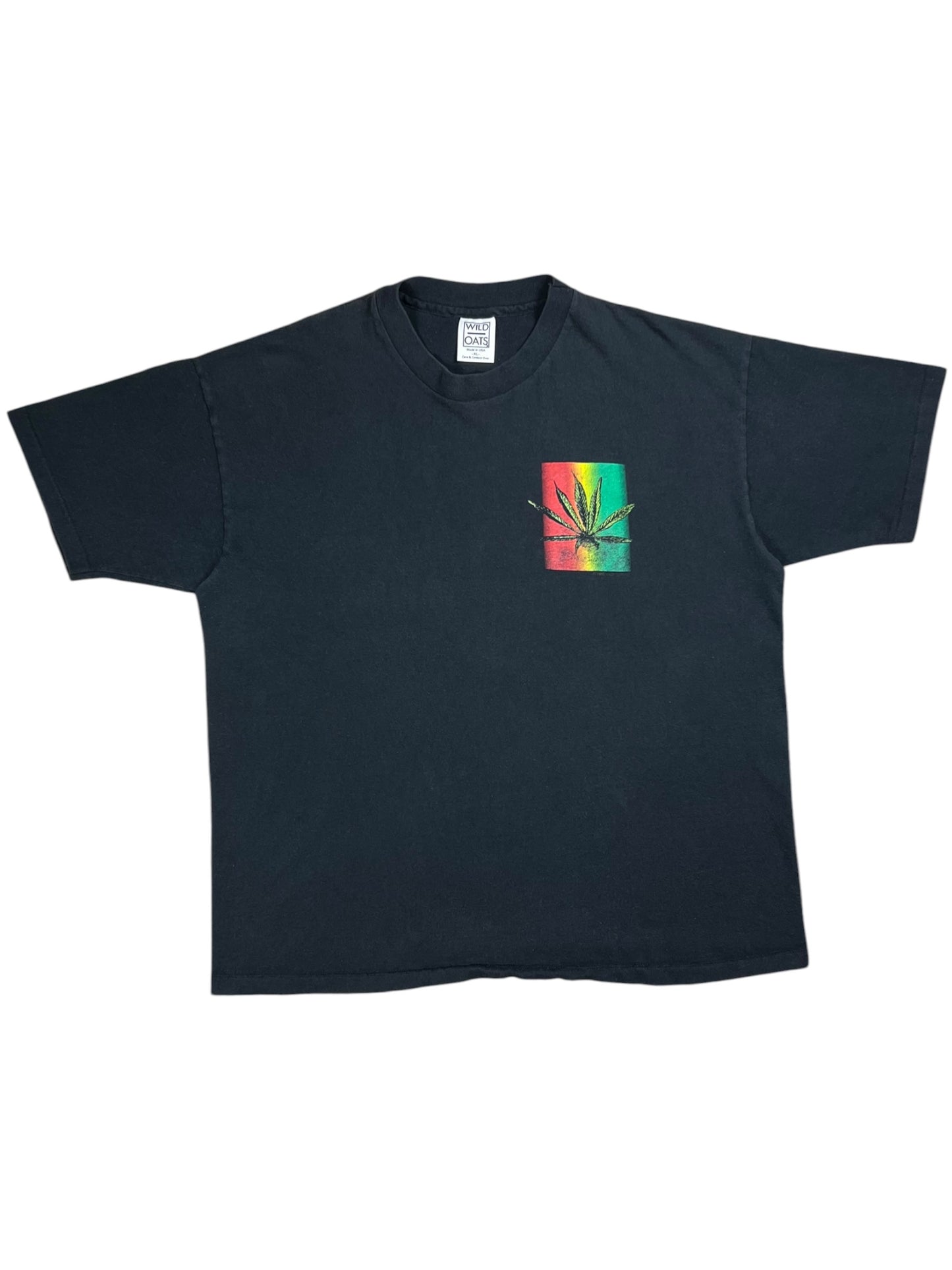 Vintage 1993 Wild Oats Grateful Dead Skull Weed Rasta Marijuana faded tee (XL)