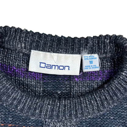 Vintage 90s Damon abstract wool acrylic geometric sweater (M)
