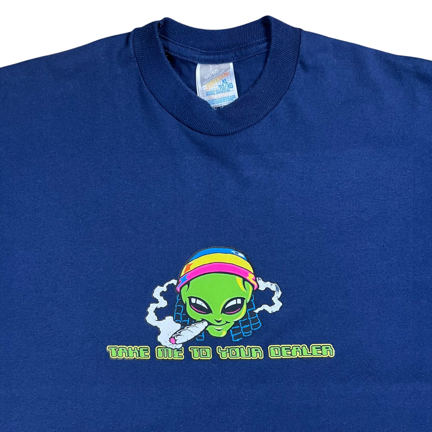 Vintage 90s Alien Take Me To Your Dealer Marijuana Weed tee (L)