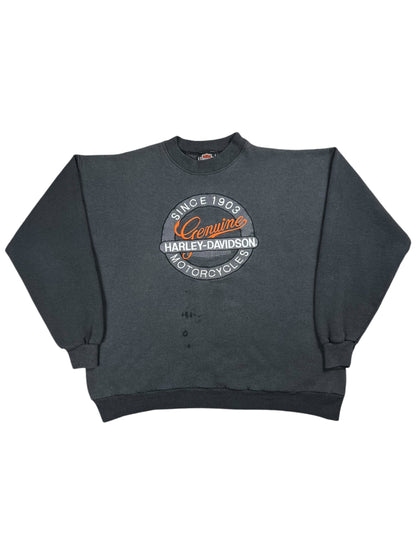 Vintage 90s Harley Davidson Motorcycles faded black crewneck (L)