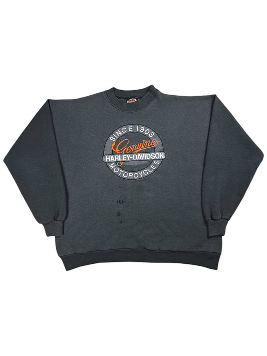 Vintage 90s Harley Davidson Motorcycles faded black crewneck (L)