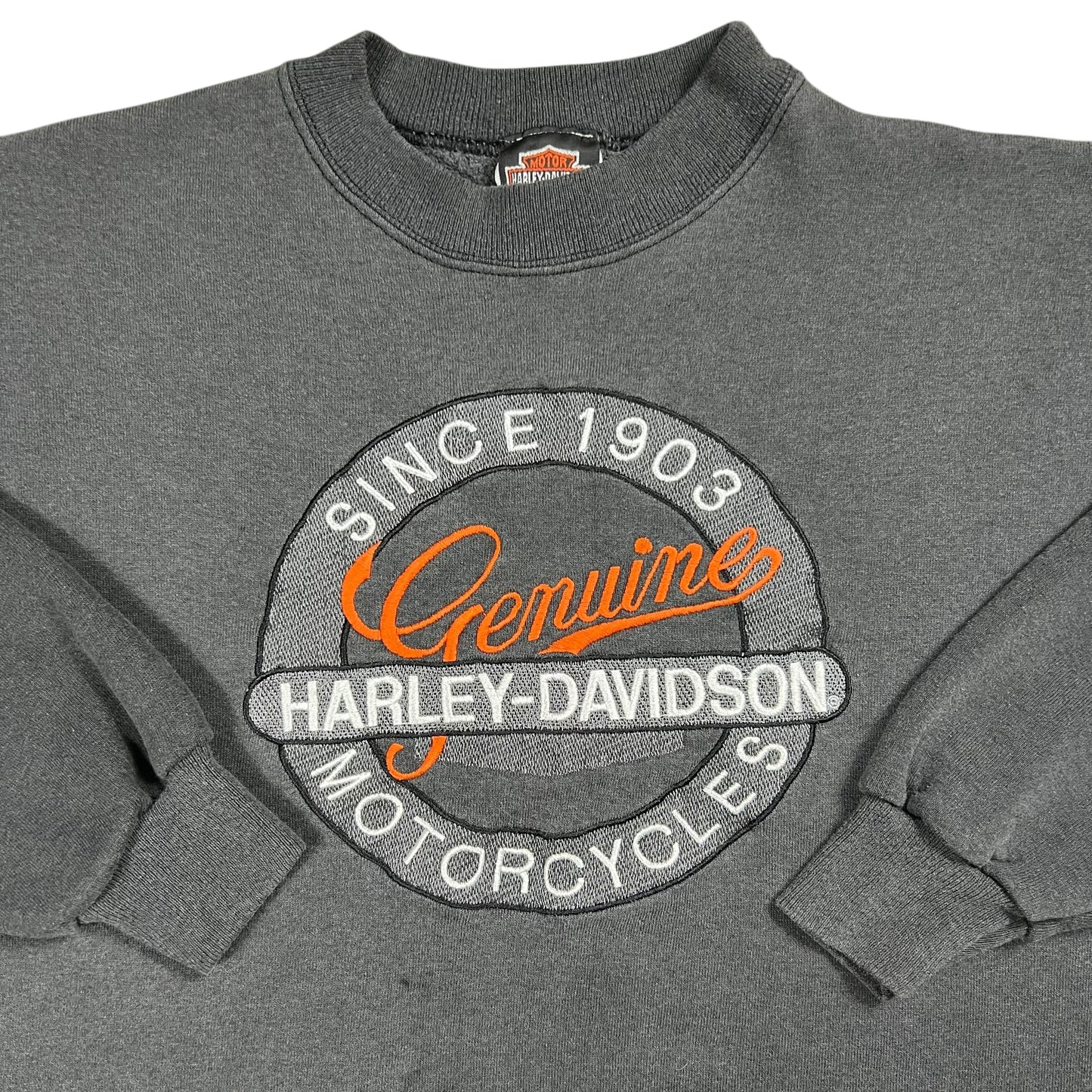 Vintage 90s Harley Davidson Motorcycles faded black crewneck (L)
