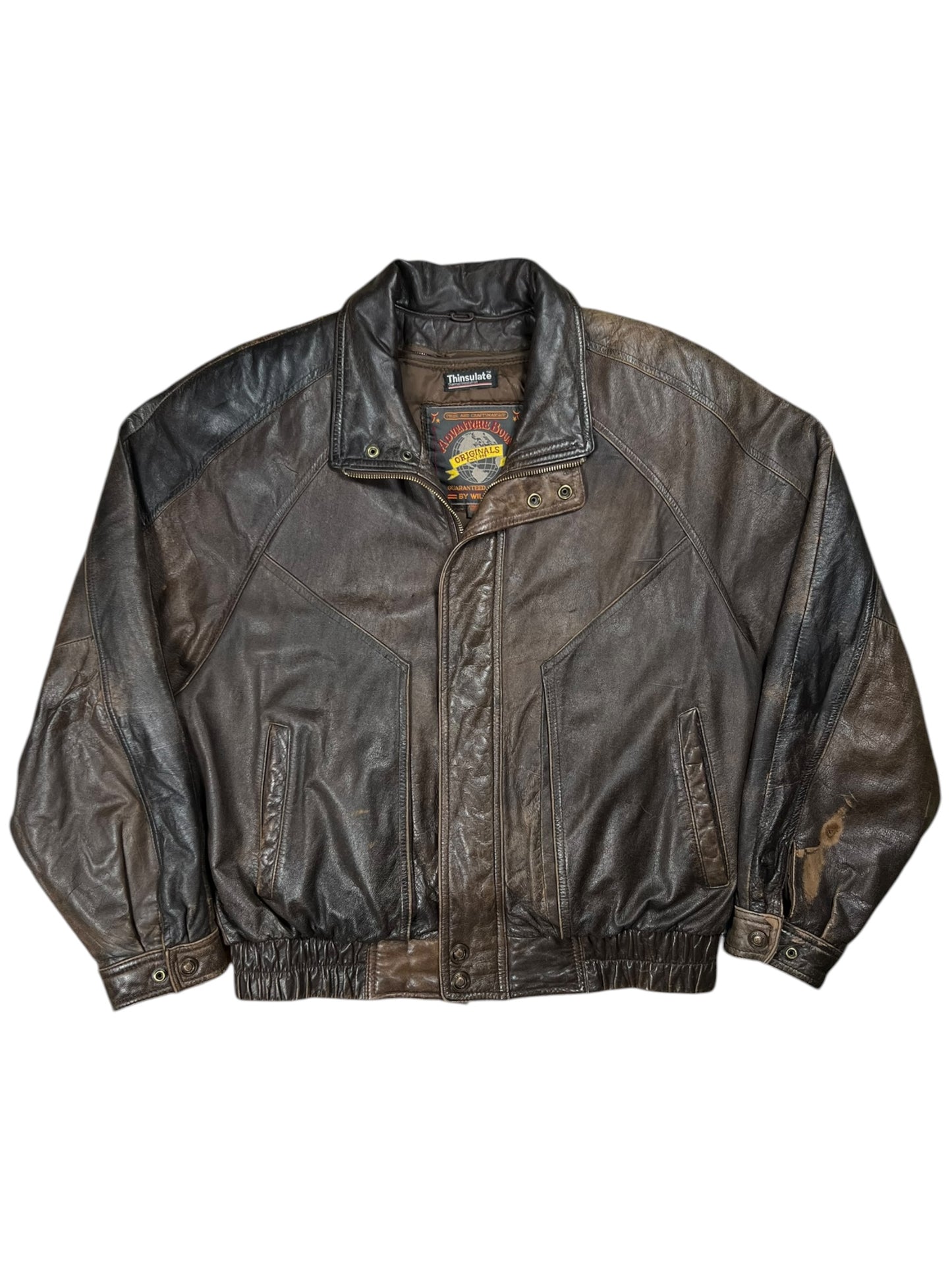 Vintage 90s Wilsons Adventure Bound faded leather jacket (L)