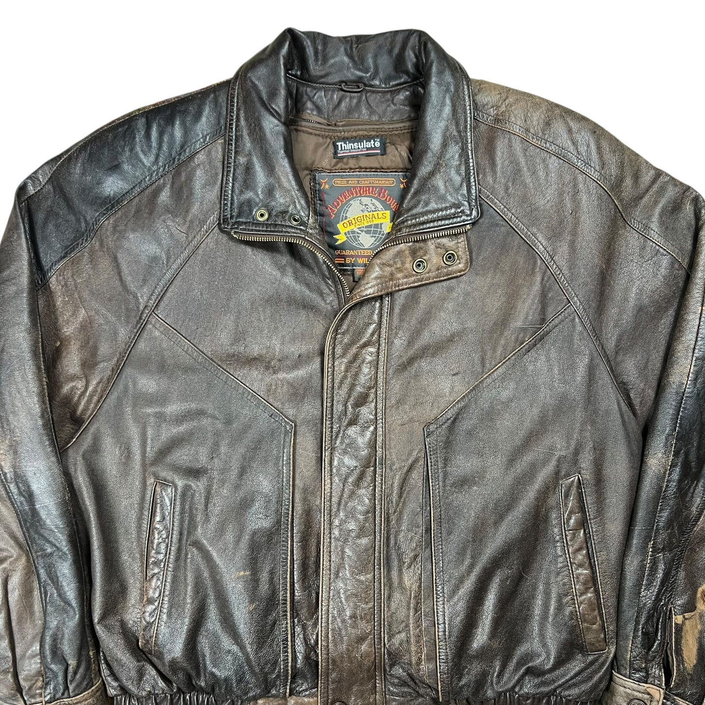 Vintage 90s Wilsons Adventure Bound faded leather jacket (L)