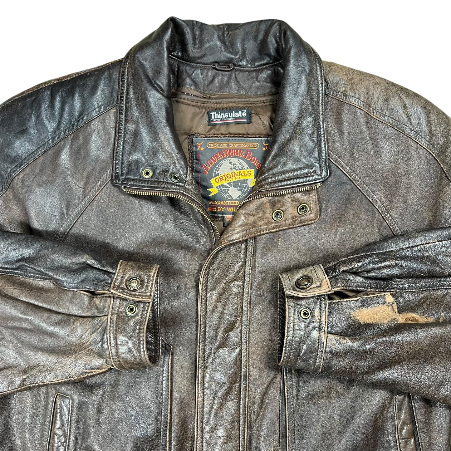 Vintage 90s Wilsons Adventure Bound faded leather jacket (L)