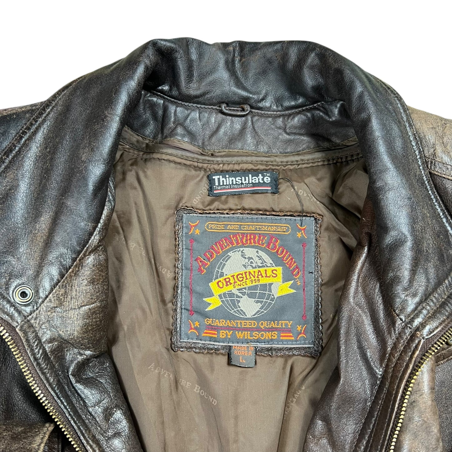 Vintage 90s Wilsons Adventure Bound faded leather jacket (L)