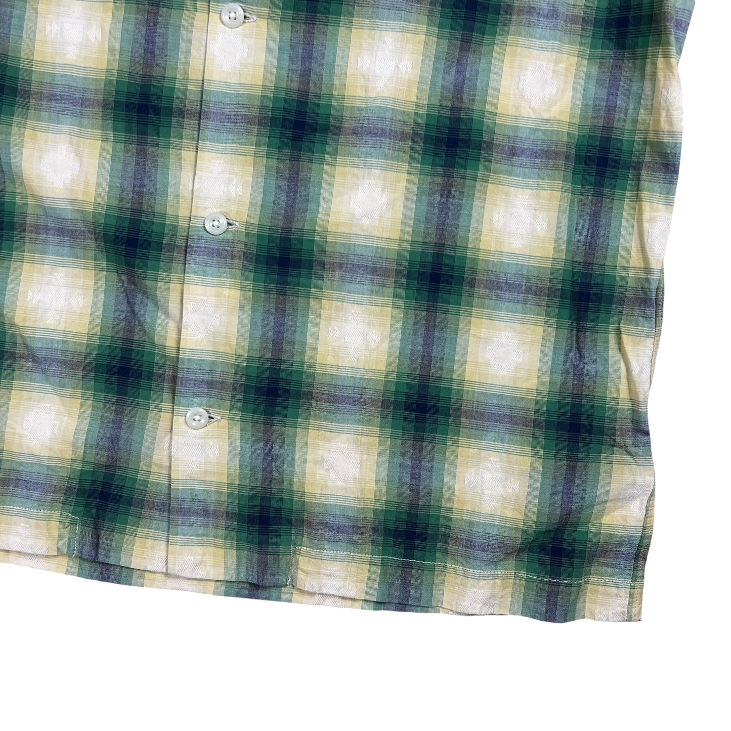 RRL Ralph Lauren Plaid Jacquard button up loop button camp shirt (M)