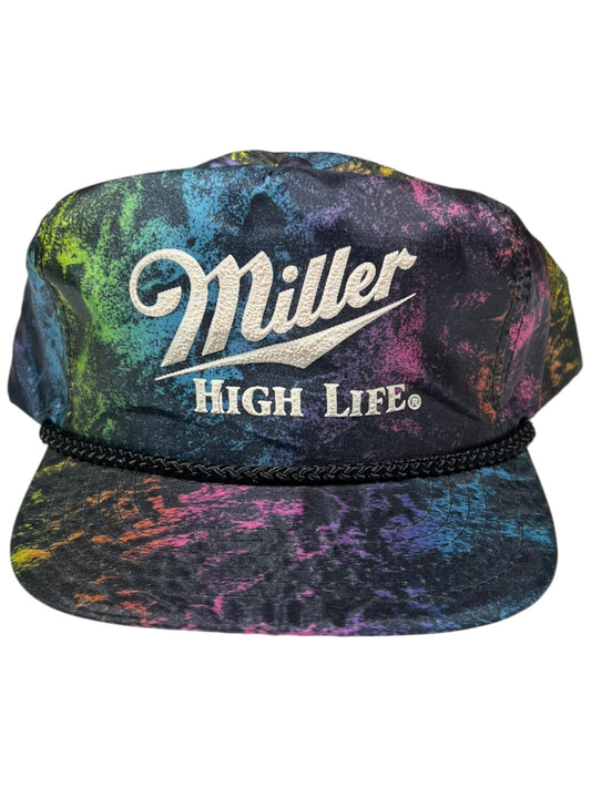 Vintage 90s Miller Lite Beer High Life all over print StrapBack Hat