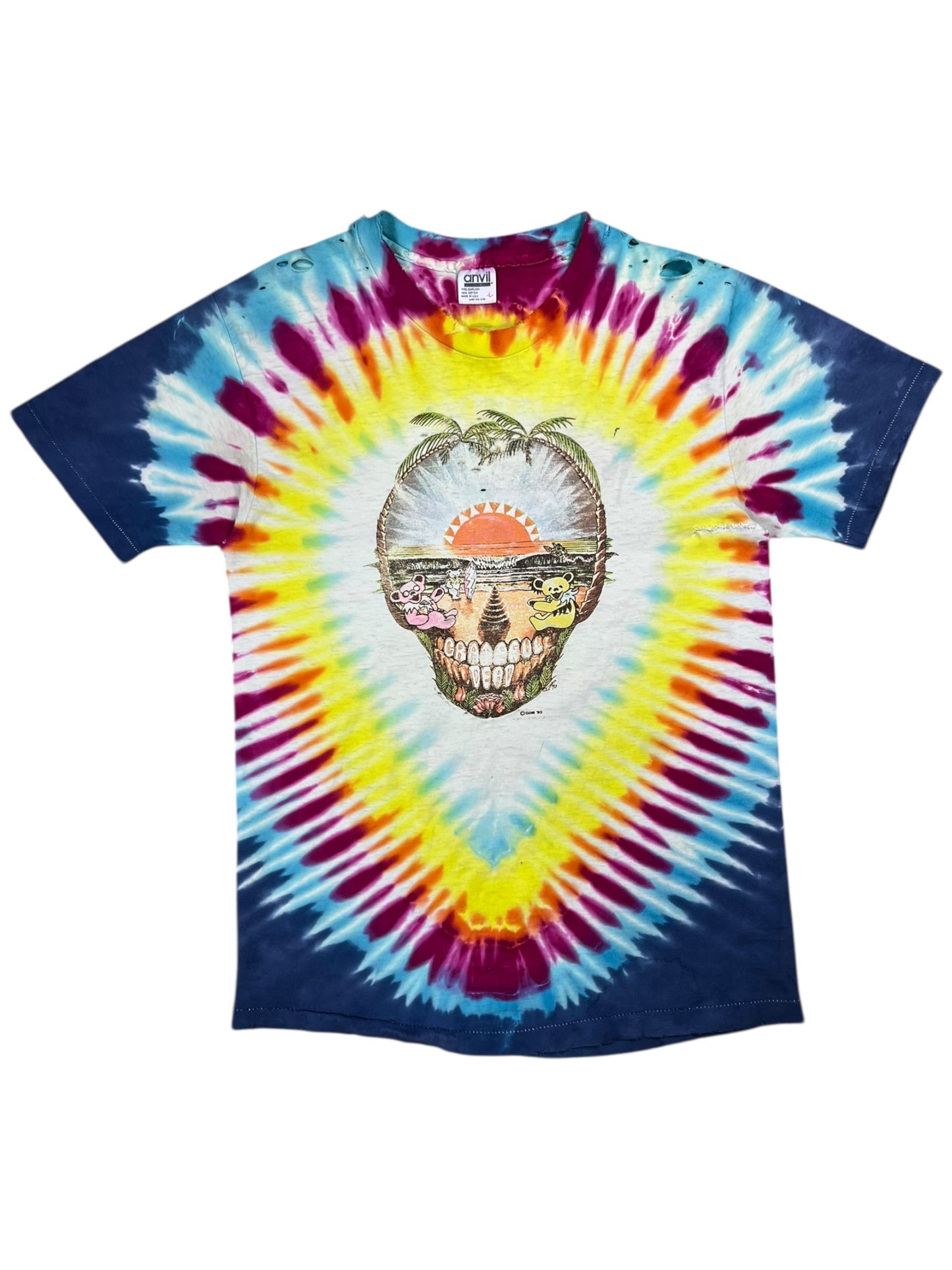 Vintage 1991 Grateful Dead Orlando Spring Tour thrashed faded tie dye band tee (M)