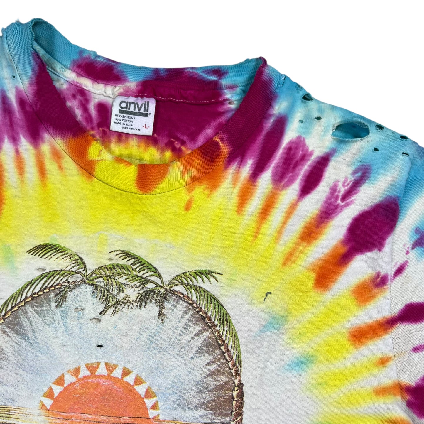 Vintage 1991 Grateful Dead Orlando Spring Tour thrashed faded tie dye band tee (M)