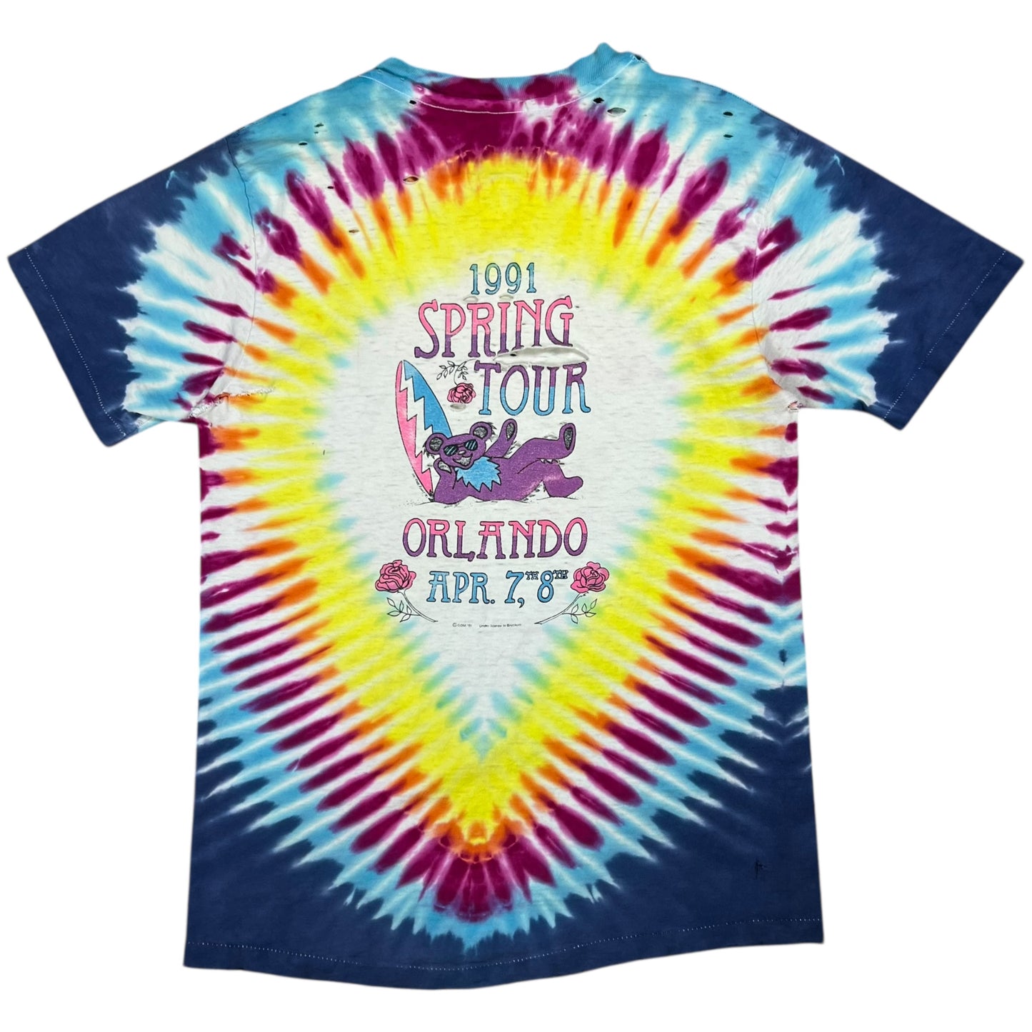 Vintage 1991 Grateful Dead Orlando Spring Tour thrashed faded tie dye band tee (M)