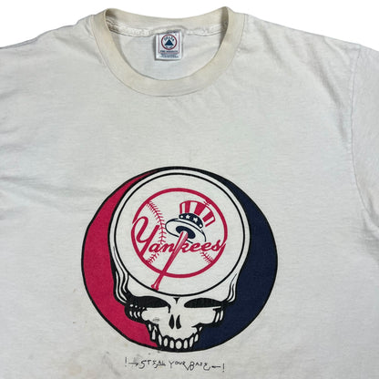 Vintage 1998 Grateful Dead New York Yankees World Champs Steal Your Face faded band tee (L)