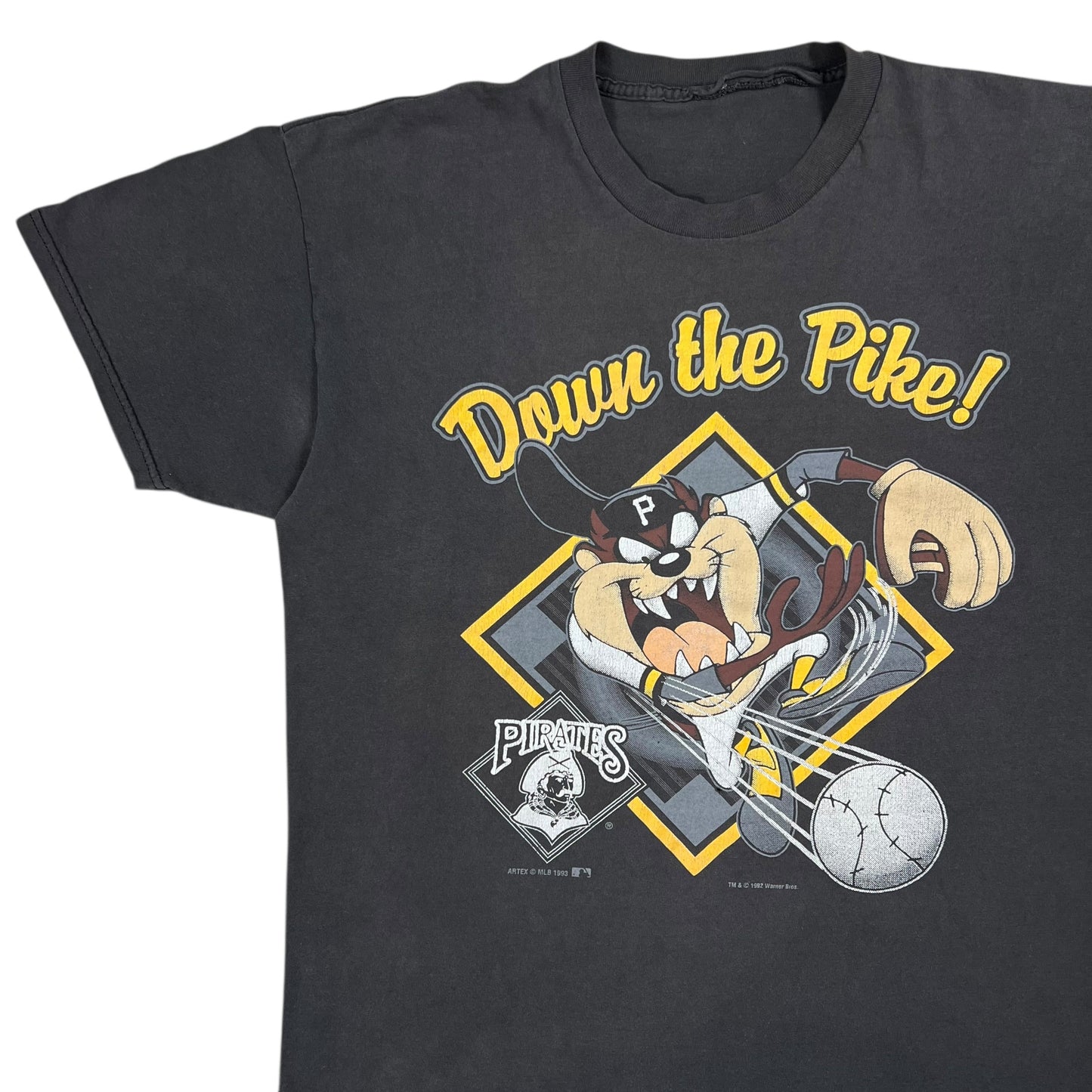 Vintage 1993 Pittsburgh Pirates Looney Tunes Taz Tasmanian Devil faded tee (L)