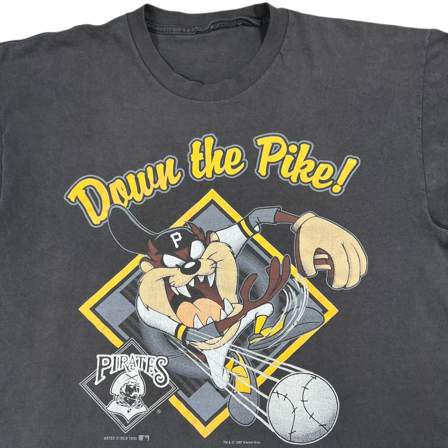 Vintage 1993 Pittsburgh Pirates Looney Tunes Taz Tasmanian Devil faded tee (L)