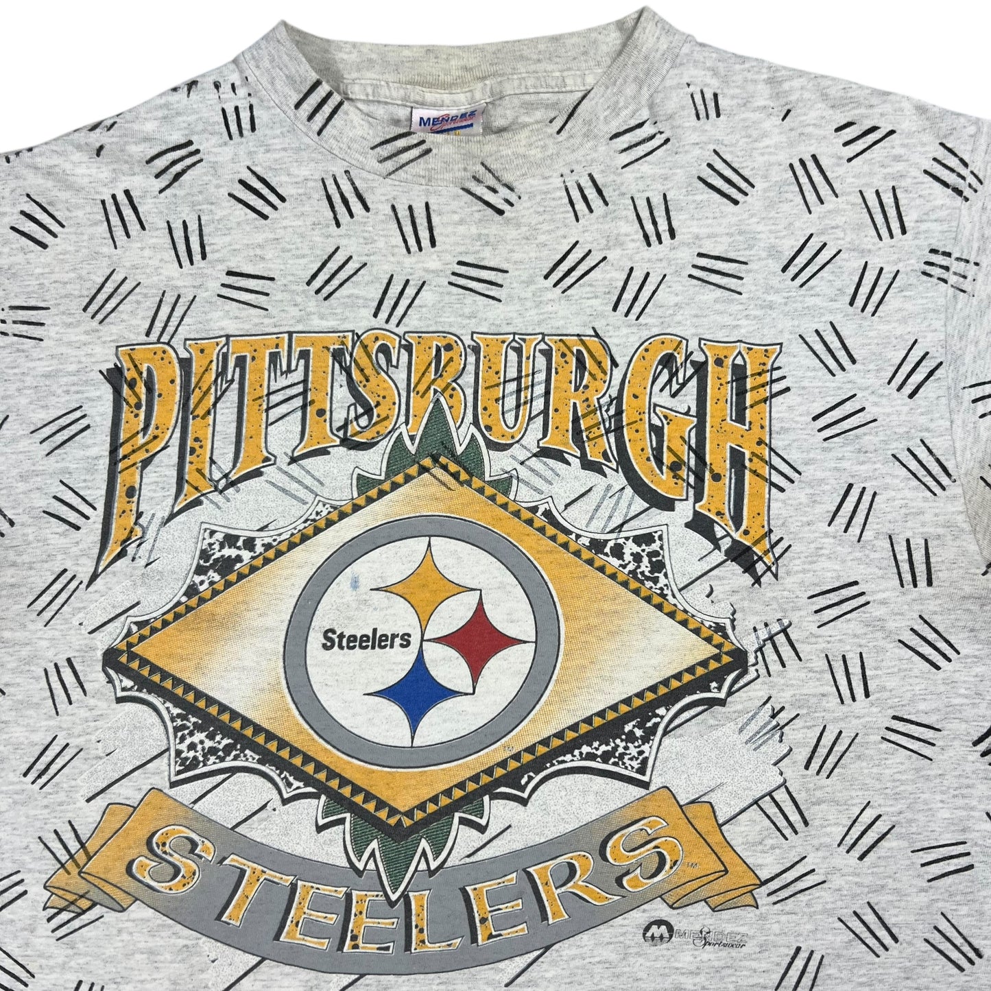 Vintage 90s Pittsburgh Steelers All Over Print NFL break through tee (L)