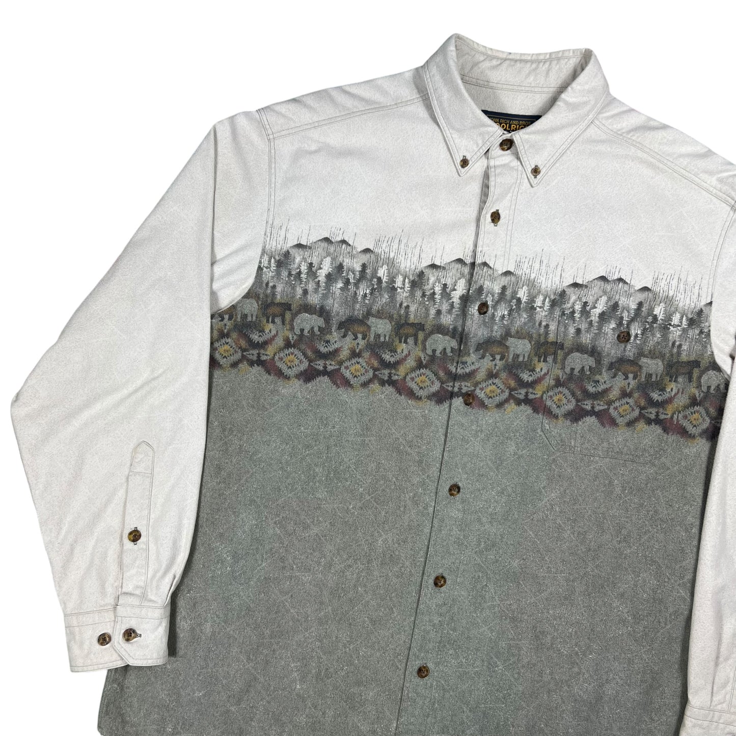 Vintage 90s Woolrich Bears Nature chamois button down shirt (XL)
