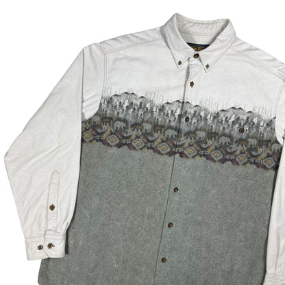 Vintage 90s Woolrich Bears Nature chamois button down shirt (XL)