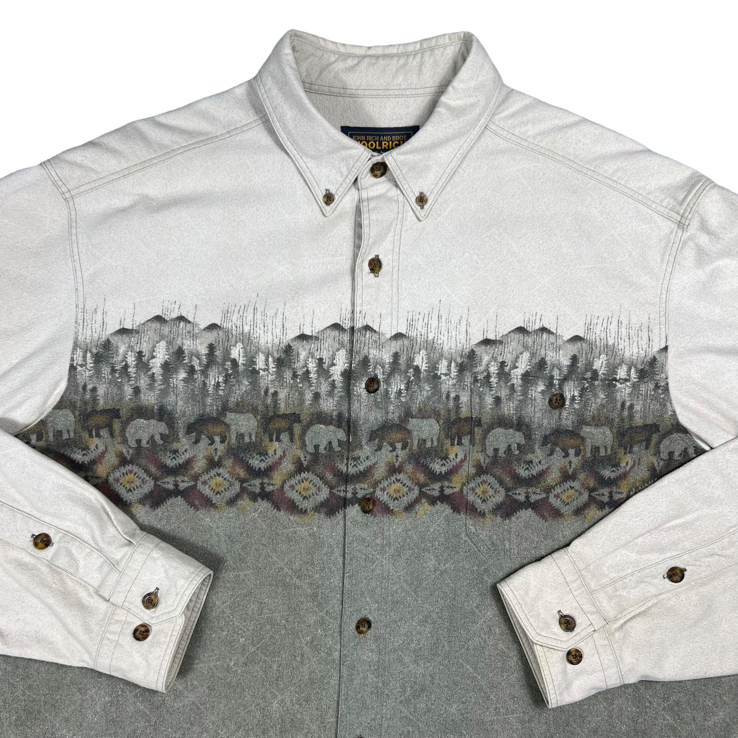 Vintage 90s Woolrich Bears Nature chamois button down shirt (XL)