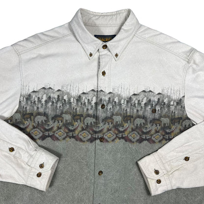 Vintage 90s Woolrich Bears Nature chamois button down shirt (XL)