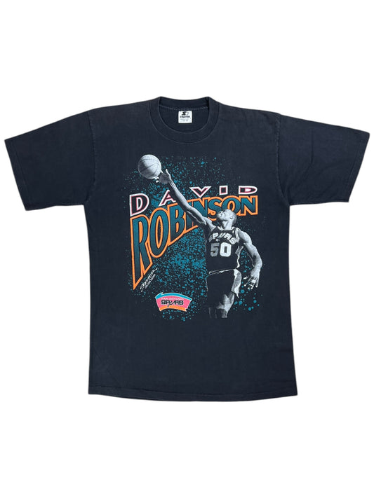 Vintage 1990 Starter San Antonio Spurs David Robinson faded NBA tee (L)