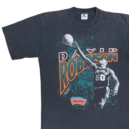 Vintage 1990 Starter San Antonio Spurs David Robinson faded NBA tee (L)