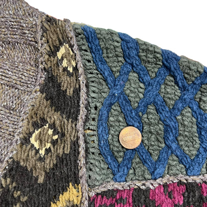 Vintage 90s GAP hand knit abstract women’s cardigan sweater (M)
