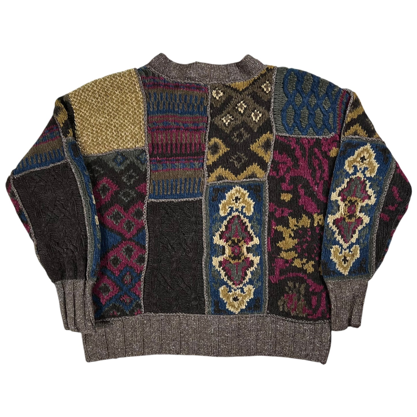 Vintage 90s GAP hand knit abstract women’s cardigan sweater (M)