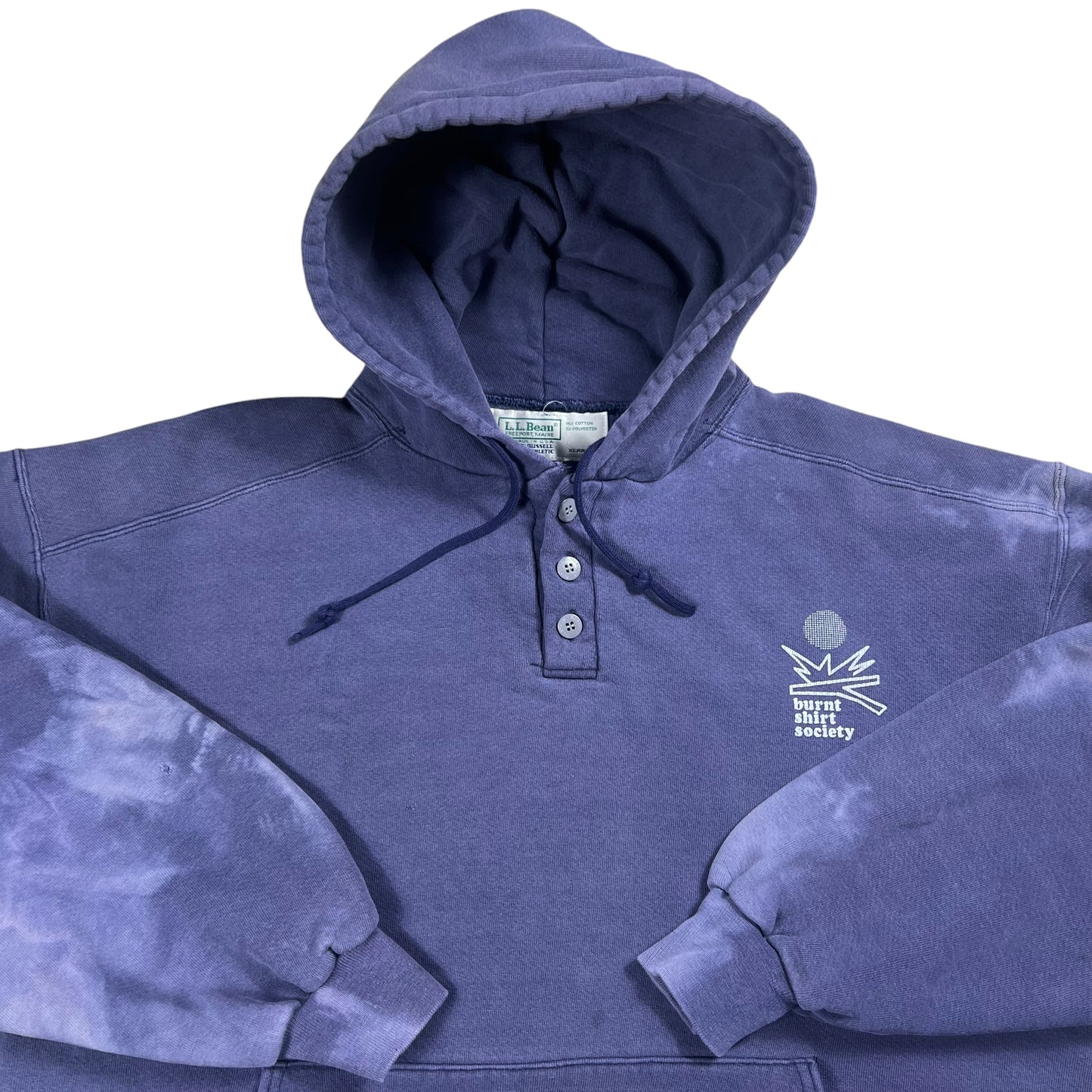 Vintage 90s Russell Athletic L.L. Bean burnt shirt society faded Henley hoodie (XL)