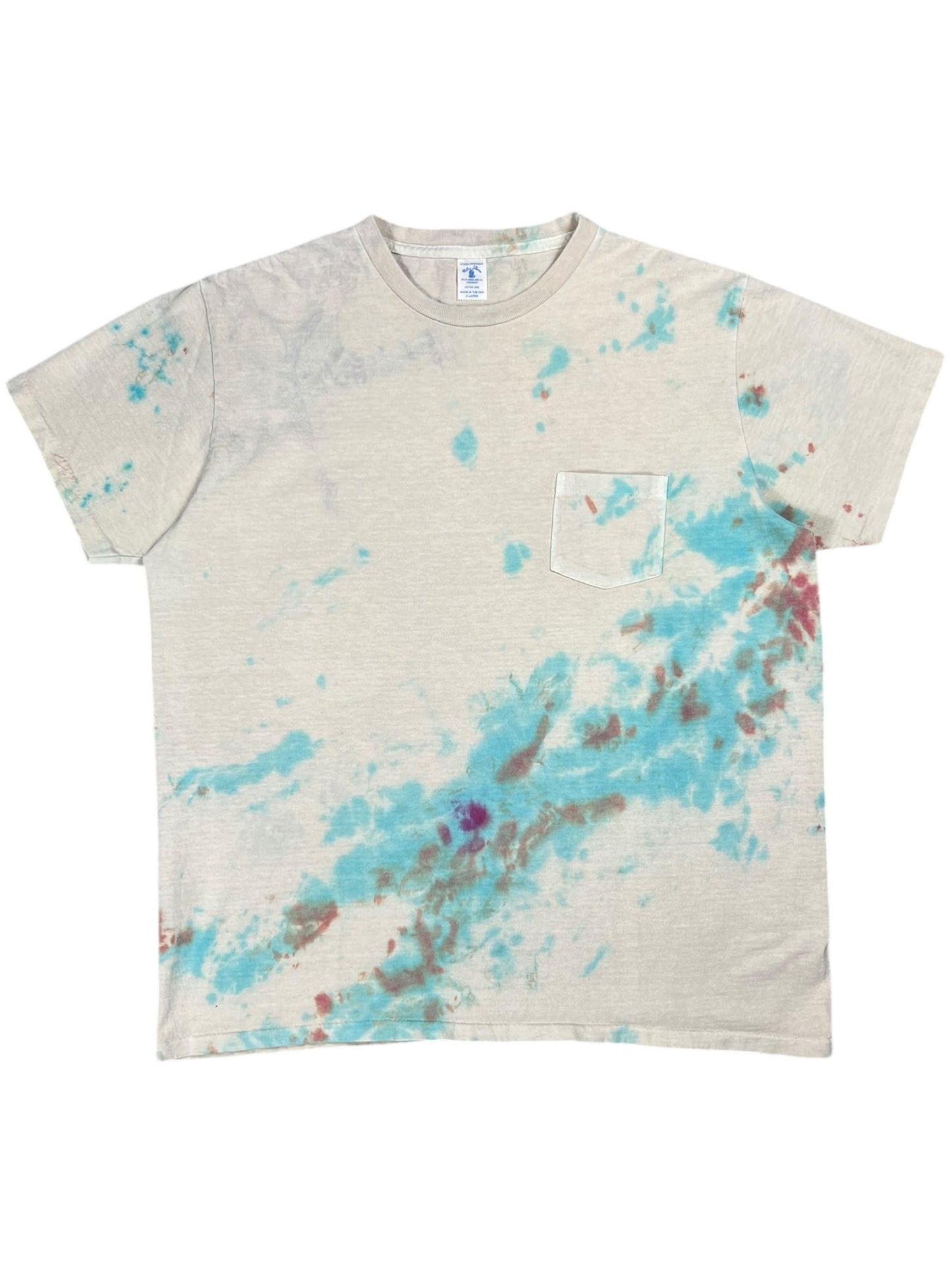Vintage 80s Velva Sheen Tie Dye pocket tee (L)