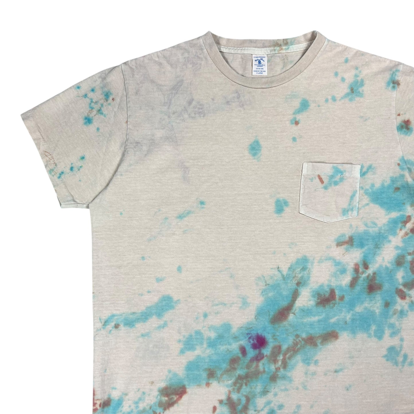 Vintage 80s Velva Sheen Tie Dye pocket tee (L)