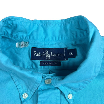 Vintage 90s Polo Ralph Lauren 100% cotton mini horse short sleeve button down shirt (XL)
