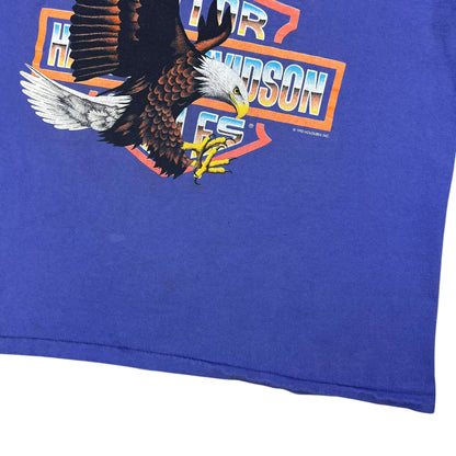 Vintage 1991 Harley Davidson Wings of Steel Eagle faded purple biker tee (L)