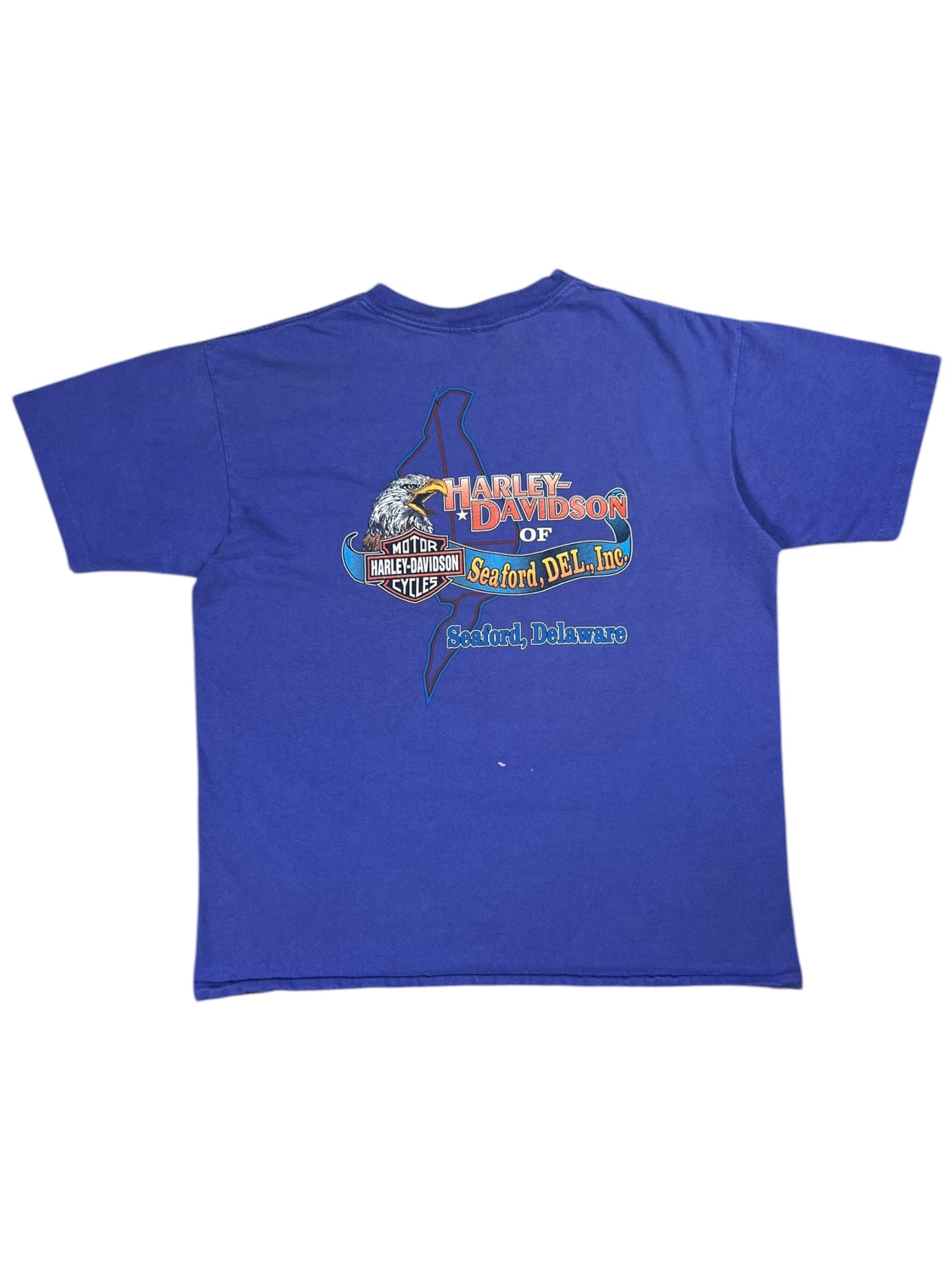 Vintage 1991 Harley Davidson Wings of Steel Eagle faded purple biker tee (L)