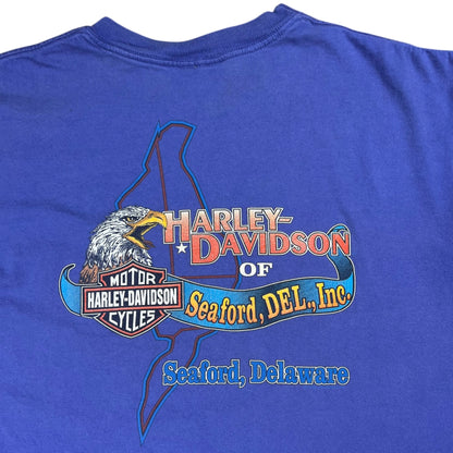 Vintage 1991 Harley Davidson Wings of Steel Eagle faded purple biker tee (L)