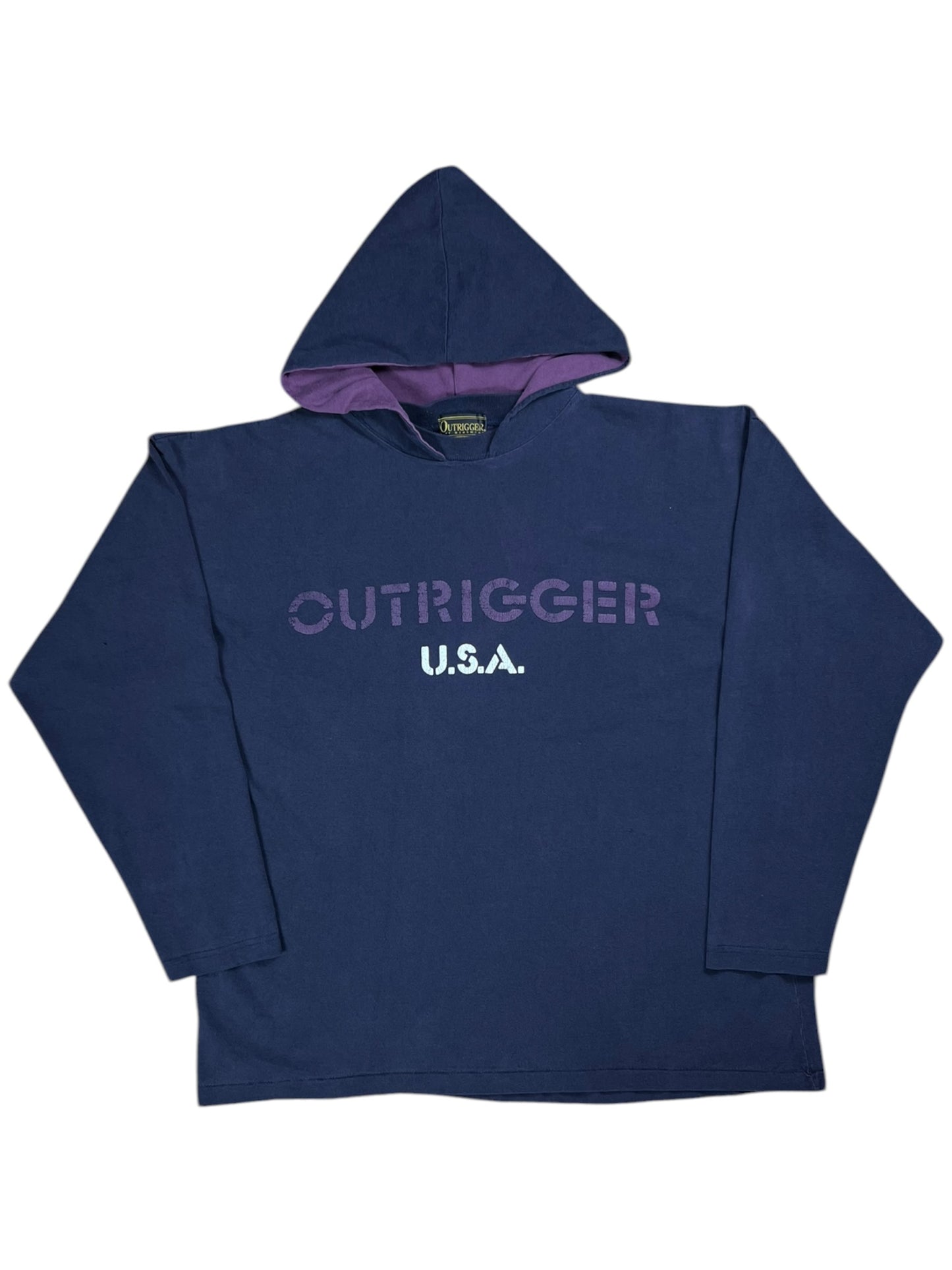 Vintage 90s Outrigger USA faded after hood hoodie faded long sleeve shirt (XL)
