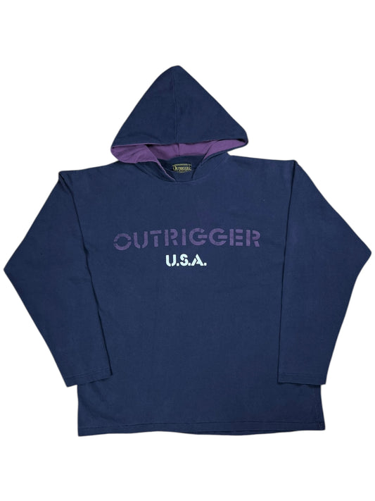 Vintage 90s Outrigger USA faded after hood hoodie faded long sleeve shirt (XL)
