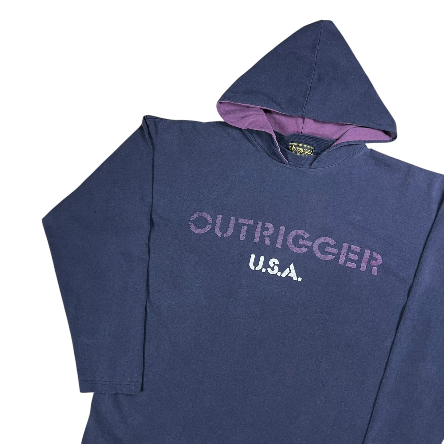 Vintage 90s Outrigger USA faded after hood hoodie faded long sleeve shirt (XL)