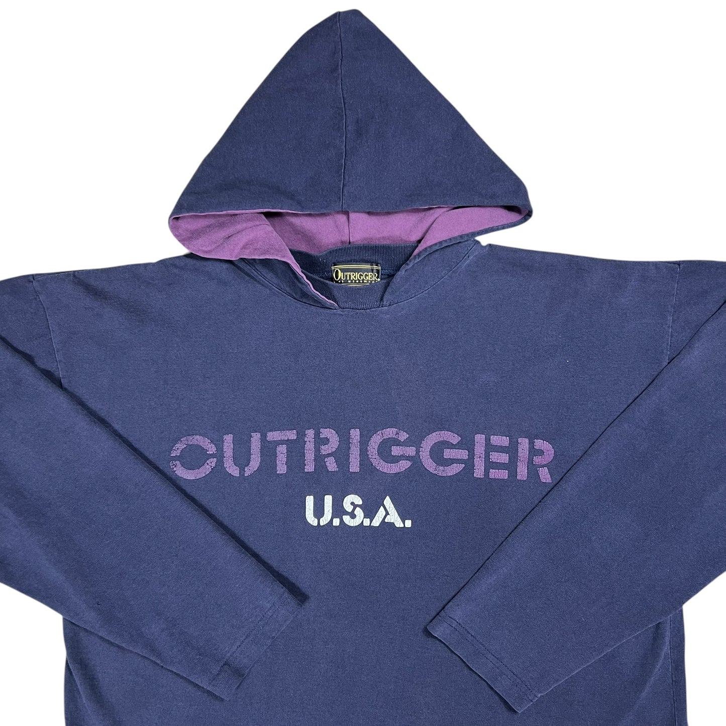 Vintage 90s Outrigger USA faded after hood hoodie faded long sleeve shirt (XL)